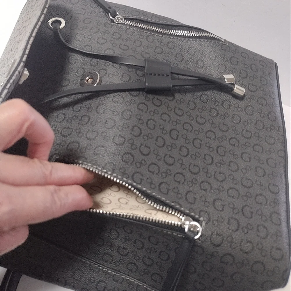 GUESS Rhett Flap Logo Print Drawstring Backpack Bag Handbag NWOT